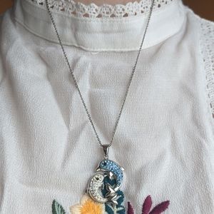 Swarovski Crystal Sterling Silver Dolphin Necklace